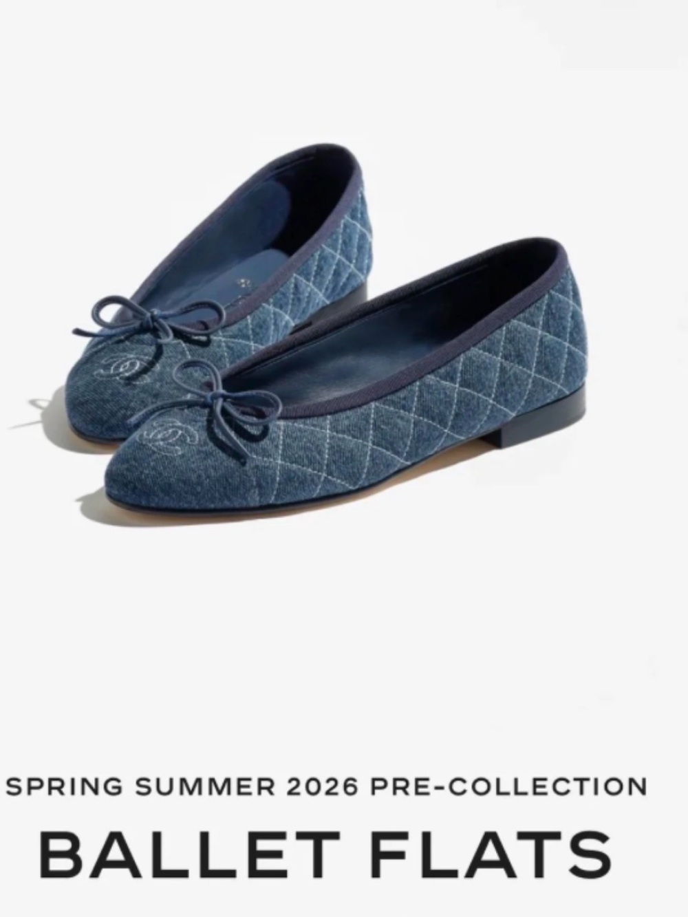 NIB Chanel 26P Washed Denim Quilted CC Logo Bow Tie Ballet
Ballerina Flat 38.5 - Picture 5 of 11